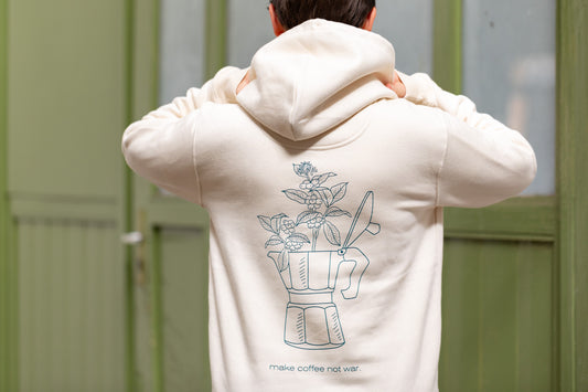 PAREA-Hoodie „Make coffee not war“