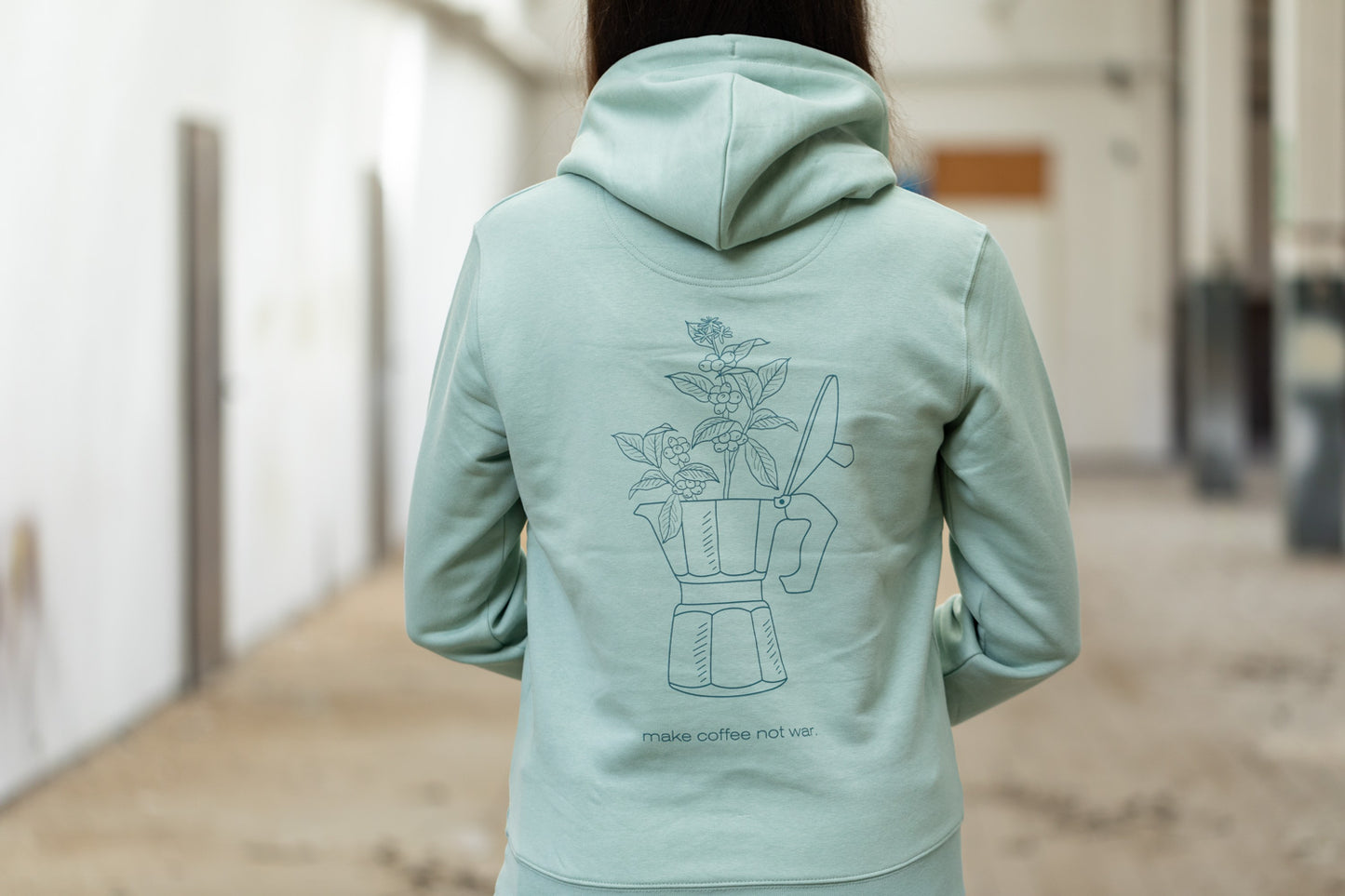 PAREA-Hoodie „Make coffee not war“