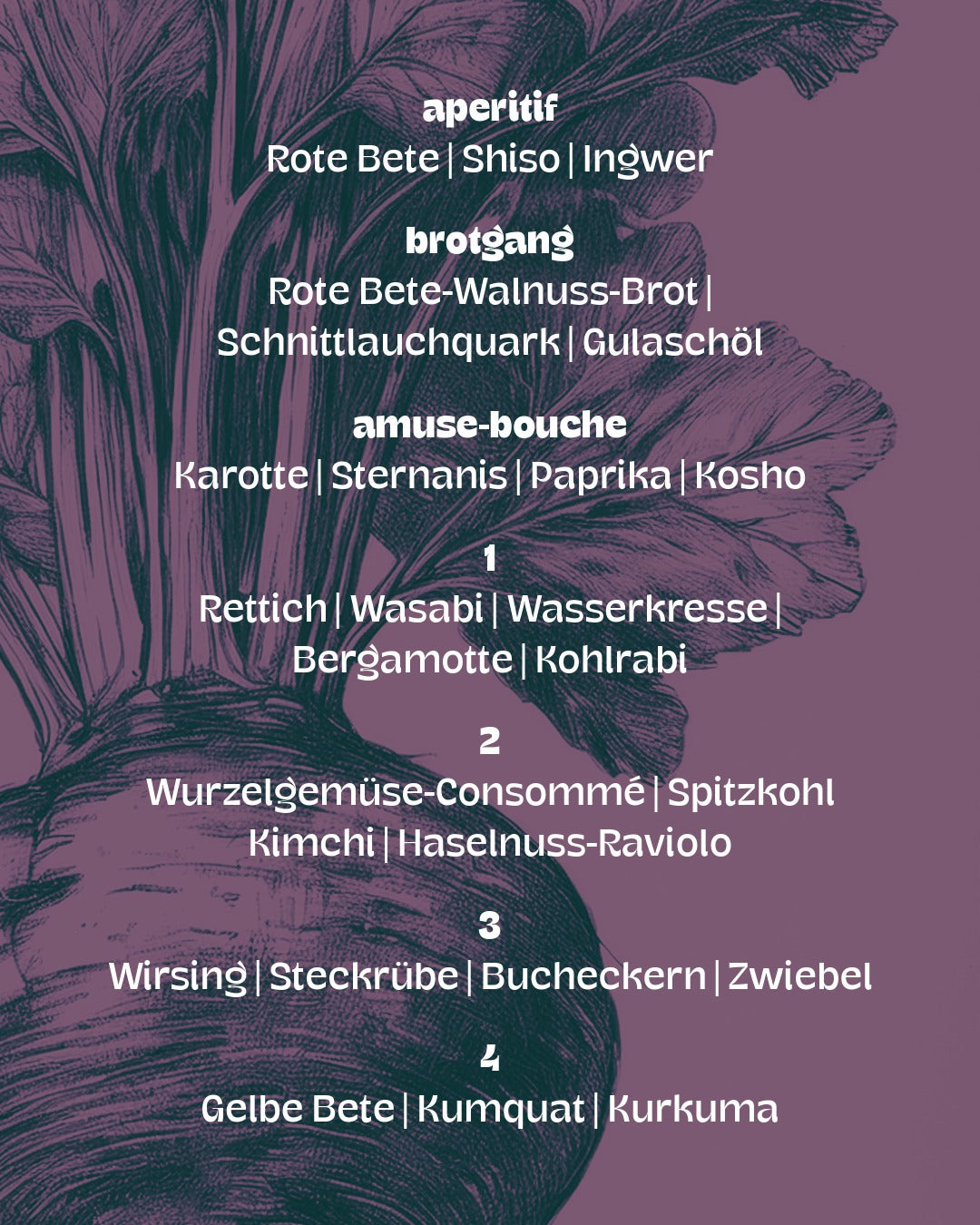 Reservierung: Viola Pop-up-Dinner | Rüben & Knollen | 07.11.2025 | 18:30 Uhr